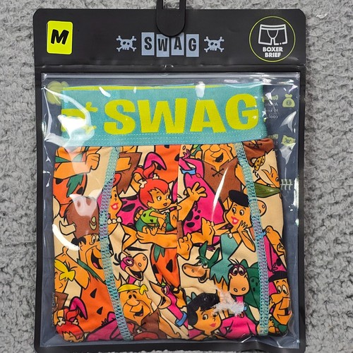 SWAG Flintstones Boxer Briefs MENS Medium BLUE PINK Underwear Funny NWT