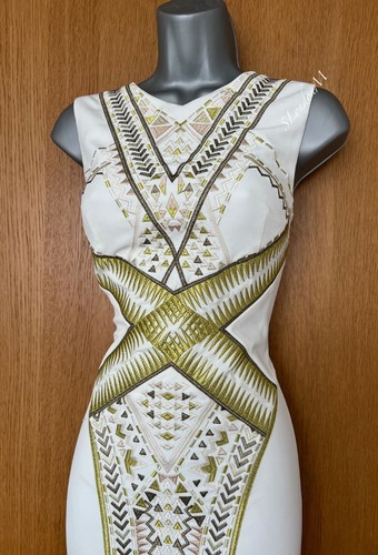 KAREN MILLEN UK 10 White Embroidered Cut Out Back Fit Flare Dress Occasion EU 38 - Bild 6 von 11