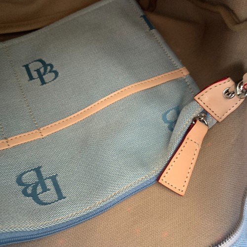 Borsa hobo firmata Dooney & Bourke nuova senza etichette vintage tela borsa rimovibile blu cielo - Foto 17 di 23