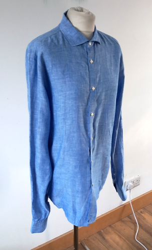 Camicia uomo Scotch & Soda blu chiaro 100% lino LS con bottoni - M usata in ottime condizioni - Foto 9 di 16