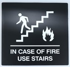 STAIRS FIRE EXIT LASER ENGRAVED BUILDING SIGN 145mm x 145mm