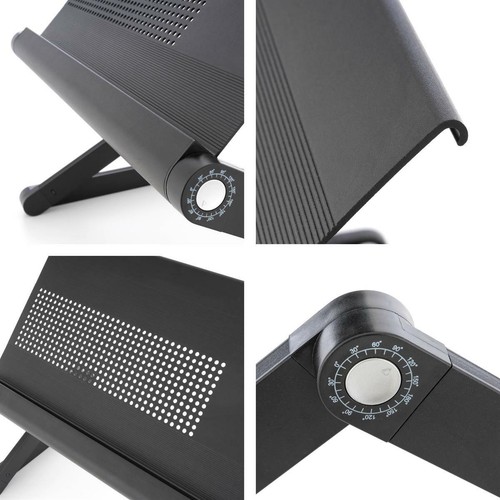 Laptoptisch Alulegierung Platte 45x25cm Schwarz verstellbar Lüftungssschlitze - Bild 6 von 7