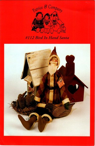 Bird in Hand Santa Sewing Paint Pattern Soft Sculpture Primitive Country - Picture 2 of 2