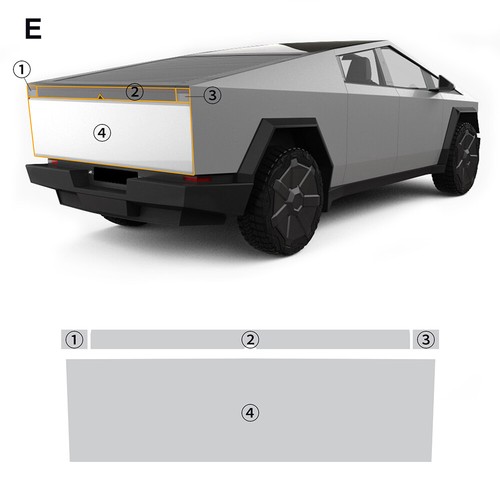 Película de protección de pintura precortada para maletero trasero PPF TPU transparente para Tesla Cybertruck 2024 - Imagen 2 de 14