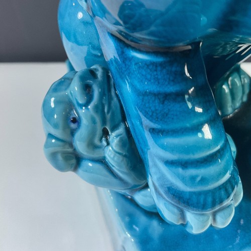 Mid Century Foo Dogs Bookends Turquoise 15" RARE Size Set of 2 - Picture 7 of 13