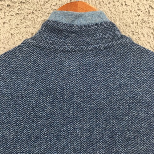 Tasso Elba Zip Up Vest Jacket Mens M Blue Cotton Blend Herringbone Knit Mock NEW - Picture 12 of 18
