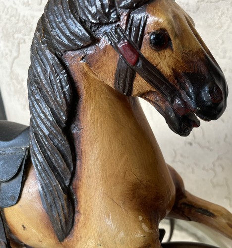 Unique Antique Wooden Horse Velocipede Carved Body Real Horse Hair - Picture 18 of 24