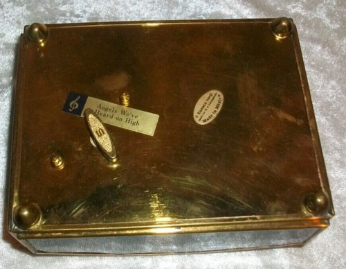 Carillon vintage Sankyo Thomas Cathey angeli che abbiamo sentito su ottone alto vetro blu - Foto 12 di 14