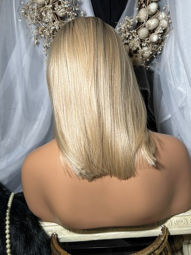 "PELUCA NATURAL DE 16"" DE LARGO, RUBIA MIEL ENRAIZADA, FRONTAL DE ENCAJE CON PARTE MEDIA, ¡PELUCA DE HF! 🙂 - Imagen 8 de 12