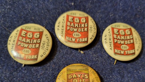 4 EARLY PINBACKS DIFFERENT STYLES FOR BAKING POWDER. - Picture 4 of 8