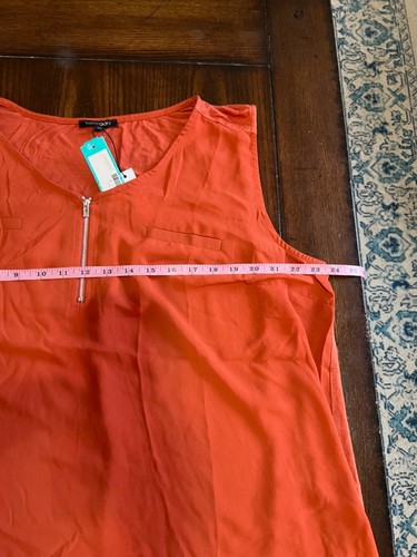 Papermoon Brighton Sleeveless Blouse Zip Tank Top Burnt Orange Relaxed 3X NEW - Picture 7 of 9