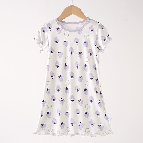 Girls Cute Soft Nightdress Nightie Kids Pyjamas Short Sleeve Age 3-12 Years - Picture 16 of 17