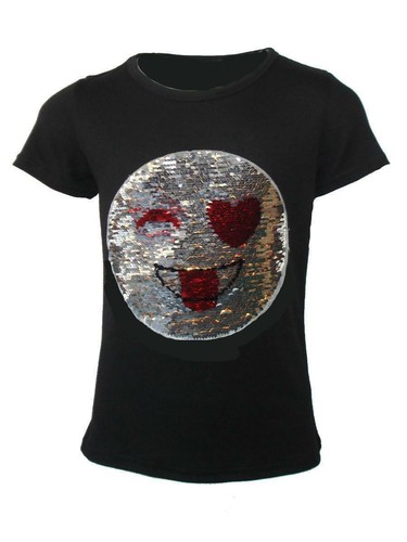 Kids Emoji Emoticon Smiley Face T-Shirt Tee Top Brush Changing Sequin Age 3-14 Y - 第 7/17 張圖片