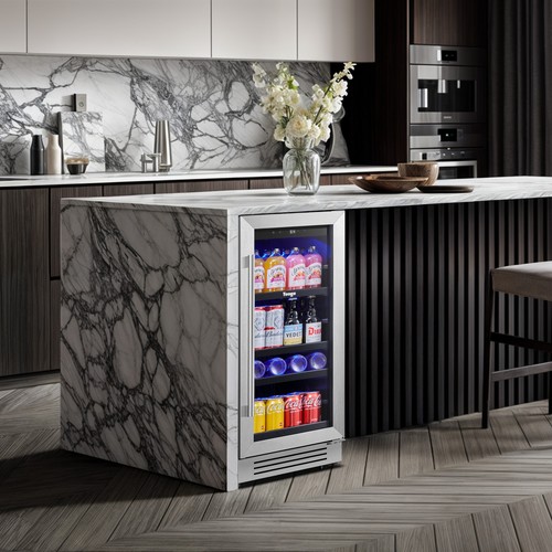 Yeego 15" Beverage Cooler Refrigerator Under Counter Fridge 80 Cans Glass Door - Picture 6 of 7