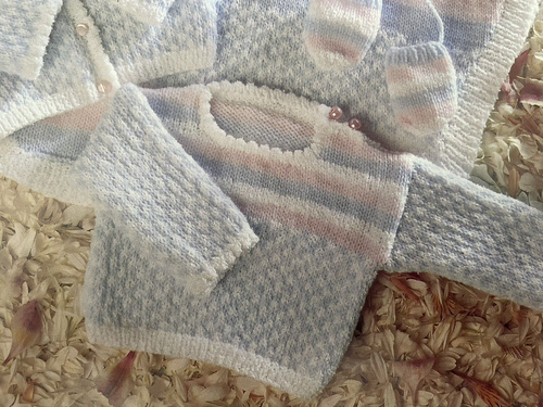 Baby Stiped + Karo Lagenlook Set STRICKMUSTER Decke Pullover Peter Pan 756 - Bild 6 von 10