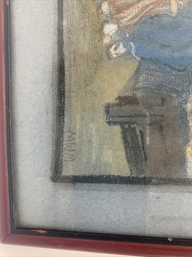 Japanese Scene Meij Period Pastel Painting Japan Artist Village scene Signed MWM - Picture 6 of 12