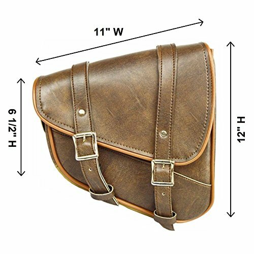 Distressed Brown Right Side Motorcycle Swing Arm Bag Motorcycles, Universal Fit - Picture 3 of 3