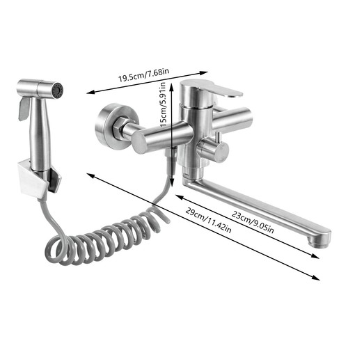 Wasserhahn Küchenarmatur 360° mit Spritzpistole Ausziehbar Brause Wandmontage DE - Bild 6 von 14