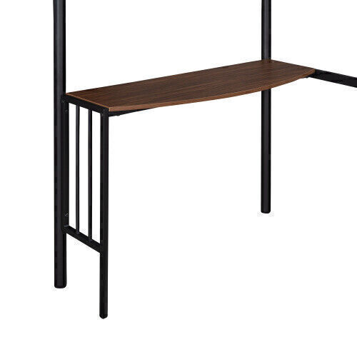 US Bunk Bed Frame Metal Twin Size Beds with Desk Ladder Guardrails Kids Bedroom - Picture 7 of 12