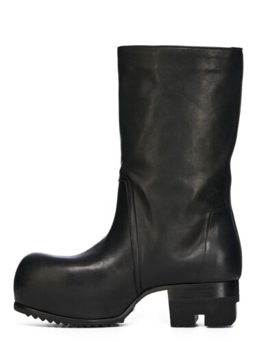 RICK OWENS Hollywood Bauhaus Ballast $2680 Black Leather Boots New & Authentic - Picture 3 of 4