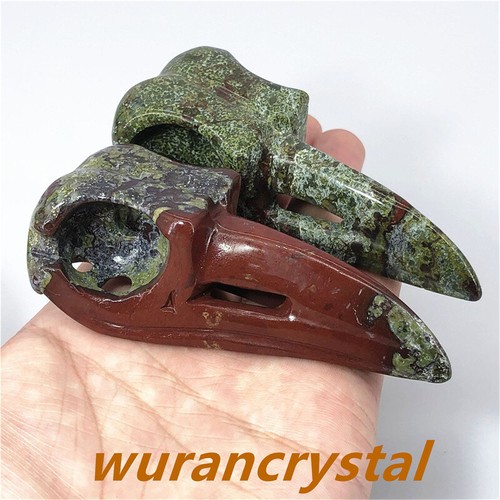 Natural Dragón Sangre Jaspe Cuarzo Cristal Tallado Cuervo Calavera Reiki Curación 1 pieza - Imagen 1 de 15