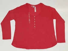 Victorias Secret Henley Red Marle Lounge Shirt Top 5 Button Size S M L NWT L/S