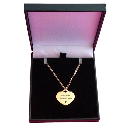 Personnalisé Collier ventes exceptionnelles En or Rose , NImporte Quelle Gravure, Pendentif Coeur