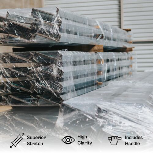 4" in. x 1000FT 80 Gauge 12 Rolls Stretch Shrink Film Hand Wrap + Plastic Handle - Picture 7 of 9