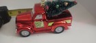Glass~VINTAGE RED FARMHOUSE TRUCK BRINGING HOME A MERRY CHRISTMAS TREE~Ornament