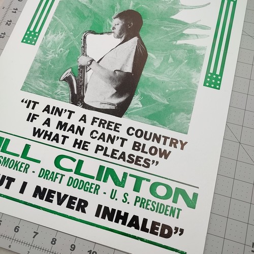 "Inhale To The Chief" Bill Clinton Cardboard Poster 15" X 23" Vintage - Picture 7 of 8