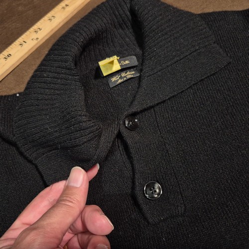 MASSIMO DUTTI WOOL CASHMERE SWEATER HENLEY BUTTON WITH COLLAR BLACK - Picture 6 of 15