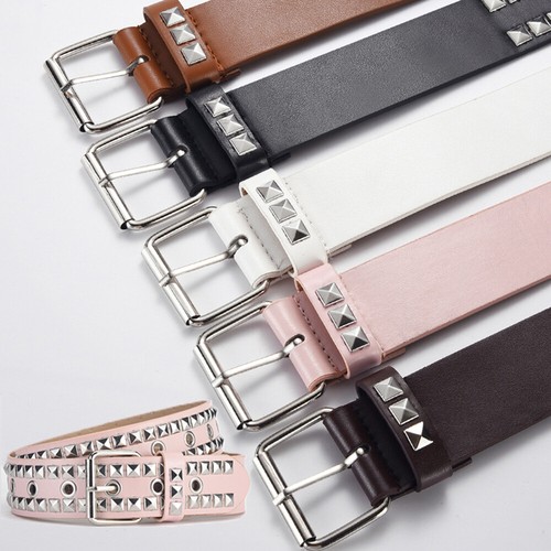 Punk-Jeansgürtel Verstellbarer Nieten-Gürtel Quadratischer Perlengürtel Pu 🔥 - Bild 3 von 18