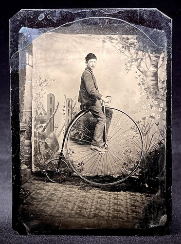 SEHR SELTENER 1880er HOCHRAD RADFAHRER "WALTER L. PHILLIPS" AUFGENOMMEN AM 3. JANUAR 1890 - Bild 1 von 2
