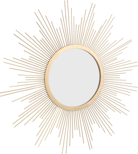 round 23" Antique Gold Metal Starburst Hanging Wall Mirror with Attached Mountin - Foto 2 di 6