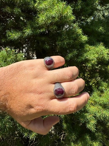 6ct Natural Red Ruby Real Genuine Gemstone Mens Solid 925 Sterling Silver Ring - Picture 11 of 24