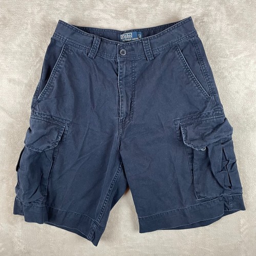 Vintage Polo Ralph Lauren Cargo Shorts Mens 30 Navy Blue Utility 90s Fatigue