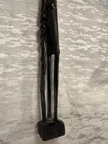Ebony Wood African Woman Baby and Child Statue Figure Hand Carved 19" Tall -8613 - Picture 3 of 15