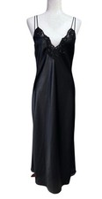 NOS Victoria  s Secret Gold Label Black Nightgown Lace Satin Low Back Women  s L