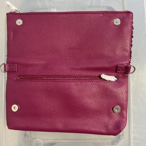 NWT Jewell Thirty One Forever Foldover Clutch Purse Crushed Berry Pebble Sequin - Picture 2 of 7