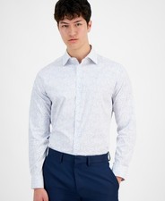 Alfani Mens Slim fit Dress Shirt XL 17-17.5 34-35 White