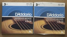 D'Addario EJ16-3D Phosphor Bronze Light Acoustic Guitar Strings 3 Sets EJ16 (x2)