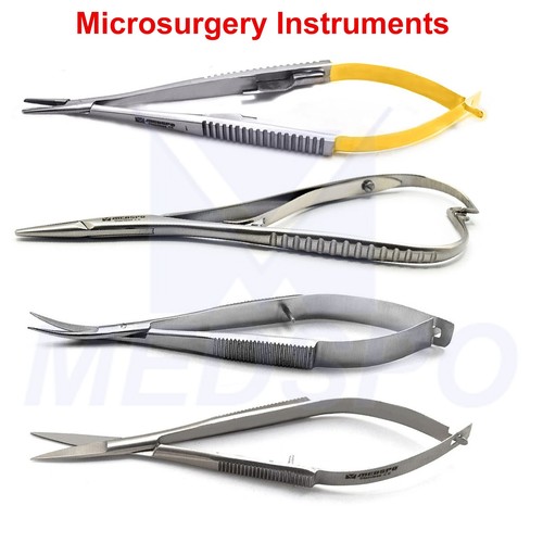 Microsurgery Castroviejo TC Forceps Mathieu Needle Holder Noyes Spring Scissors - Picture 1 of 5