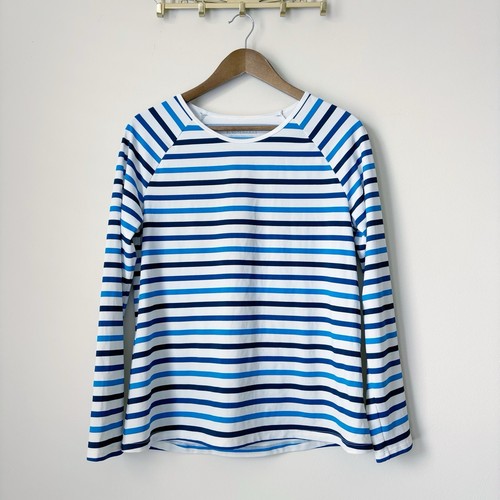 Spanx Swim Shirt XL Ocean Stripe Coastal Blue