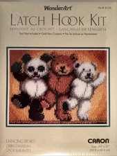 WonderArt Latch Hook Rug/Hanging Kit 4128 Dancing Bears ; 20 X 27 Sealed Box