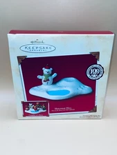 2002 Snow Bear Cub Club Hallmark Holiday Hill Only Christmas Ornament Keepsake