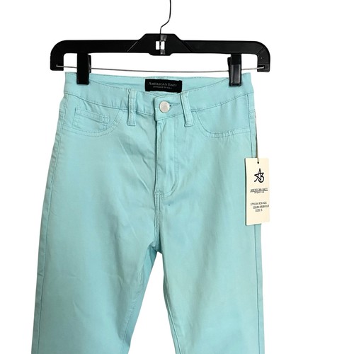 American Bazi USA Jegging Denim Jeans Pants S 1/2 3/4 Stretch Mid Rise Aqua Blue - Picture 2 of 8