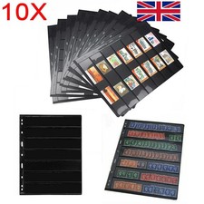 10X Double Sided Stamp Album Stock Pages Sheets with 9 Binder Holes 7 Strips UK