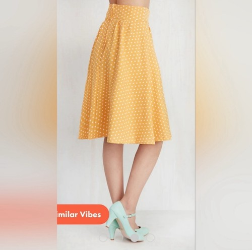 Modcloth Intern Of Fate Skirt In Citrus Dots Size Large Pockets Buttons Belt - Picture 3 of 7