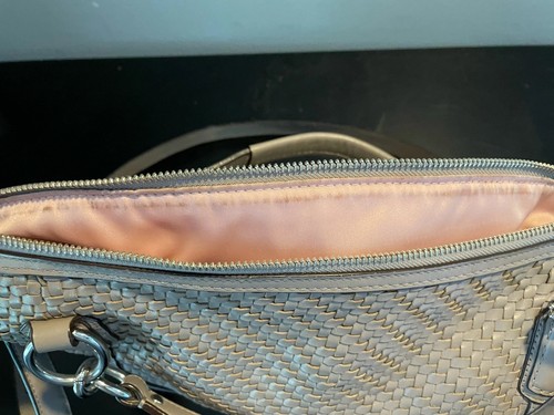 Coach Kristin große Umhängetasche Crossbody Hobo Bag grau Kitt taupe geflochtenes Leder - Bild 18 von 19