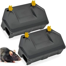 Weather-Resistant Rat Trap Station - Secure Design for Kids & Pets, 2 Pack